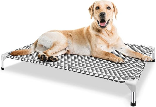 Elevated Outdoor Dog Bed, X-Large Size, Cotton Material, Non-Slip Feet, Fits up to 120lbs