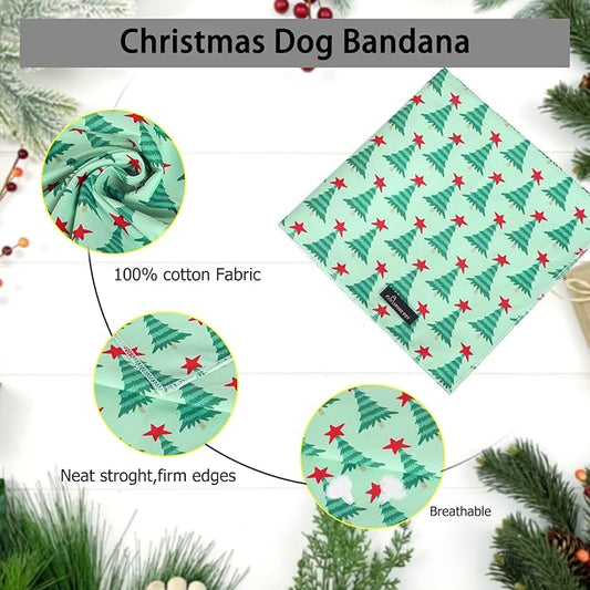 ARING PET Christmas Dog Bandanas, Green Christmas Tree Holiday Pet Bandana Scarf Triangle Bibs for Puppy Small Medium Large Boy Girl Dogs Cats-S