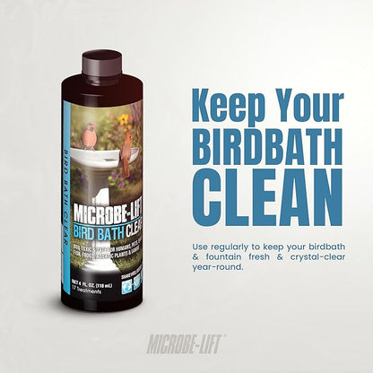 Microbe-Lift Bird Bath Clear Two-in-One Water Cleaner – 4 Oz – Safe for Birds, Fish & Frogs – Cleans Outdoor Birdbaths & Fountains – Natural Formula, Prevents Stains & Cloudiness