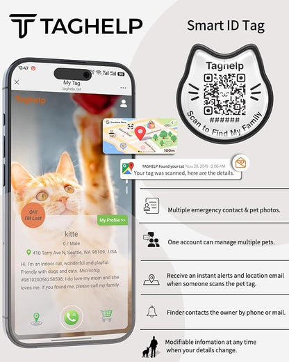 Cute Floral Breakaway Cat Collar with QR Code ID, Lightweight Cotton Safety Collar with Bell & AirTag Holder for Kittens and Cats,Pastoral Style with airtag Holder(Green)