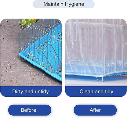 Large Bird Cage Net, Adjustable Soft Airy Mesh Net, Bird Cage Seed Catcher, Prevent Scatter and Mess (86.6 x 15.7Inch/ 220 x 37 cm, White)