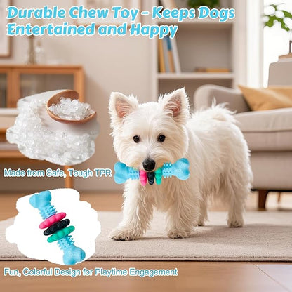 Puppy Chew Toys for Teething, Durable Dog Chew Toy for Aggressive Chewers, Tough TPR Rubber Bone Toy for Small & Medium Dogs, Teeth Cleaning & Anxiety Relief(Blue)