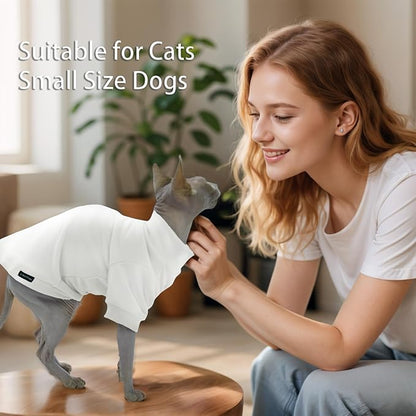Fleece Sphynx Cat Clothes Soft Hairless Cat Clothes Pullover Cat Sweater for Chihuahua All Season Light and Warm Kitten Cloth for Cats Only Puppy Clothes Small Dog Sweater (White, X-Large)