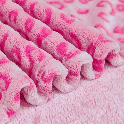 Bnuitland Pink Leopard Print Flannel Throw Blanket, 300 GSM Double Sided Fuzzy Fluffy for Bed Sofa Couch Travel, Super Soft Lightweight Cheetah Print Blanket for Adults and Kids, 50×60 inch