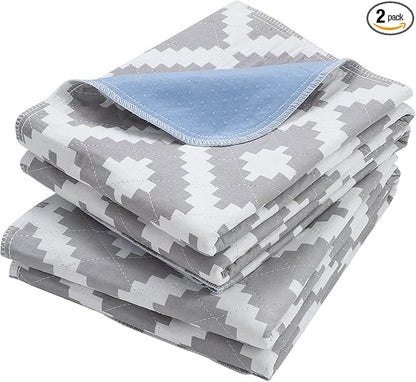 OUTCREATOR® Washable Bed Pads 34" x 56" (Pack of 2), Incontinence Mattress Protector, Anti-Slip Waterproof Underpads for Adults Kids Elderly Pets, Absorbency & Reusable Bedwetting Pads (Gray Geometry)