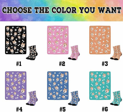 Personalized Paw Print Dog Blanket with Pet Name Face-Custom Puppy Blankets with Picture for Dogs-Customized Dog Memorial Throw Fleece Blanket-Loss of Pets Supplies Sympathy Gift for Bed Sofa Travel