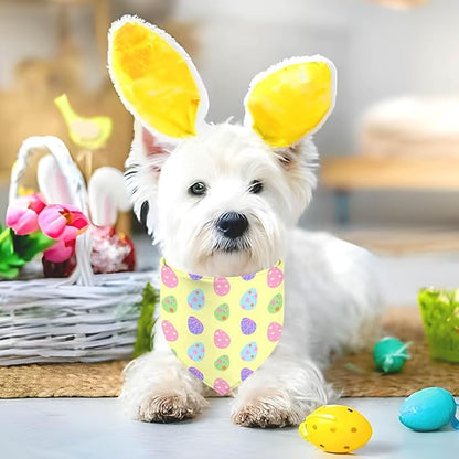 Easter Dog Bandana, 2 Pack Adjustable Holiday Party Birthday Pets Rabbit Easter Egg Bandana Triangle Bibs Cat Scarf Set