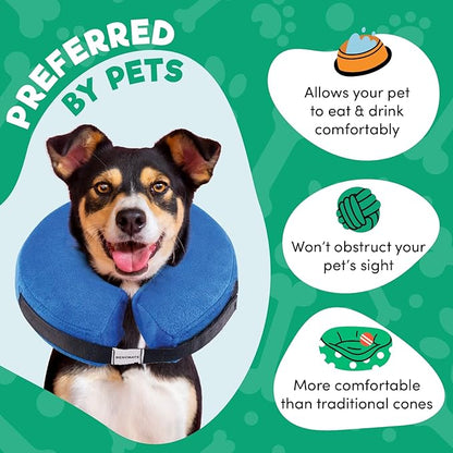 BENCMATE Inflatable Dog Cone Collar Alternative, Soft Dog Cone for Small Medium Large Dogs and Cats, Neck Recovery ECollar Donut Collar After Surgery (XXLarge, Donut-Strawberry)