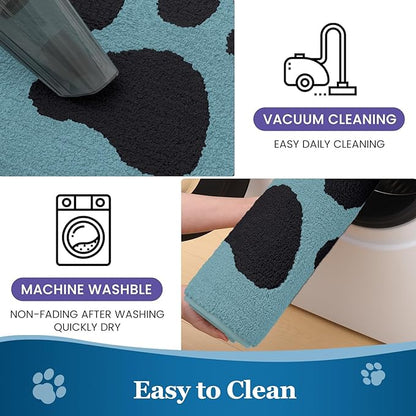 Buganda Dog Door Mat for Muddy Paws, Absorbent Dirt Trapper Washable Indoor Doormats, Non Slip Low-Profile Mud Mat for Dogs, Front Entrance Doormat for Inside Floor (30x20 Inches, Blue)