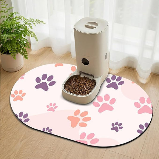 Large Pet Feeding Mat – 28''x17'' Absorbent Dog Mat for Food and Water, Easy Clean Cat Dog Water Bowl Mat, Non-Slip Pet Water Mat Protect Floor, Fit with Automatic Feeders and Double-Bowl