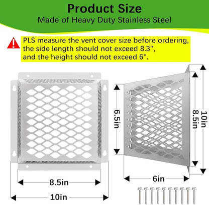 Dryer Vent Bird Guard,Dryer Vent Cover Guard for Most 5" to 6" Bathroom Exhaust Fan Ventilation Cover,8.5"Lx8.5"Wx6"H Stainless Steel Ventilation Bird Cage for Exhaust Fan Cover,2PCS