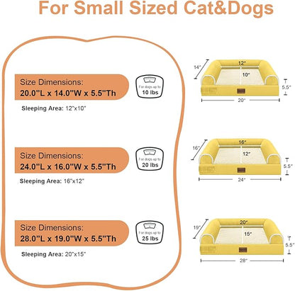 Small Dog Bed Orthopedic Washable: Beds Bolster Small Sized Dogs Bed Egg Crate Foam Couch Sofa Waterproof with Removable Cover - Ginger