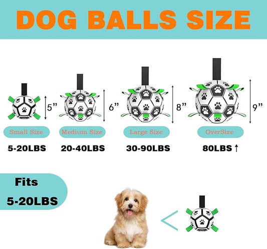 Dog Toys Soccer Ball with Straps, Interactive Toys for Tug of War, Puppy Birthday Gifts, Dog Tug Water Toy, Durable Dog Balls for Medium & Large Dogs（5 Inch