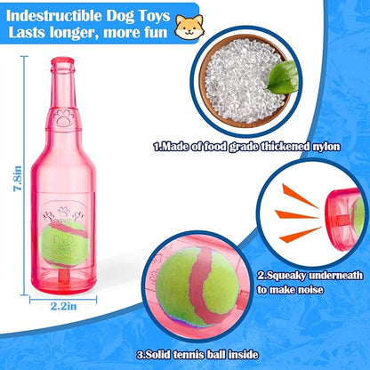 Mity rain Water Bottle Dog Toy - Dog Toys for Aggressive Chewers Cute Squeaky Dog Toys for Large/Medium/Small Dogs Interactive Dog Toys to Keep Them Busy Crunchnplay Bottle Toy (Red)
