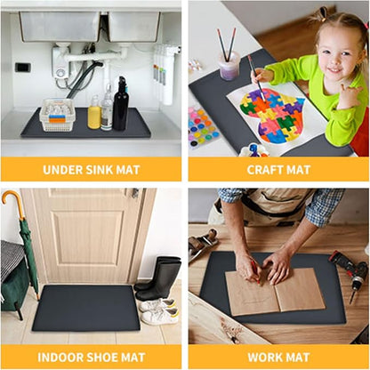 Dog Food Mat,Silicone Waterproof Food Tray,Non Slip Pet Bowl Mats Placemat,0.8" Raised Edge,Suitable for Most Small and Medium Sized Pets,28" x 18"