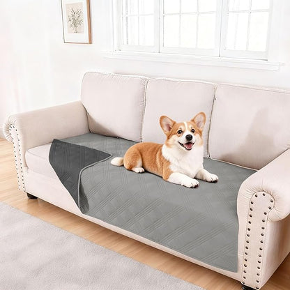 hyha Waterproof Dog Blanket, Reversible Pet Bed Blanket, Soft Sofa Couch Cover for Dogs Washable, Waterproof Pet Couch Covers for Sofa Puppy Cats Furniture Protector(40"x90", Grey/Dark Grey)