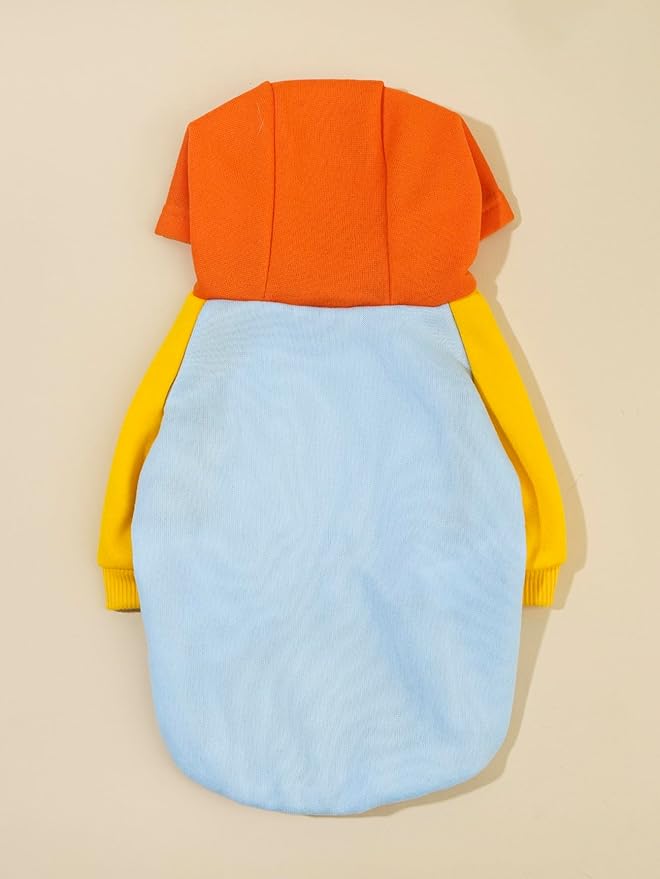 QWINEE Basic Dog Hoodie Sweatshirt Puppy Sweater Warm Cat Costumes Pet Clothes for Chihuahua Puppy Kitten Small Medium Dogs Orange and Blue Large