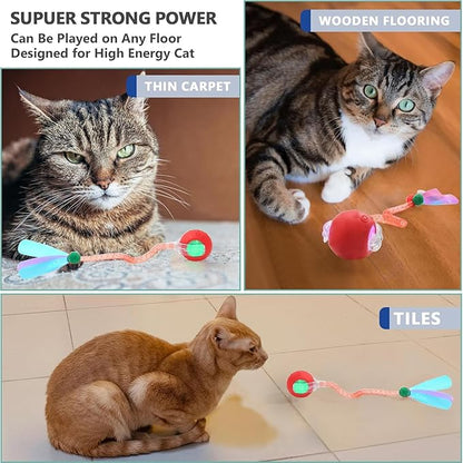 Speed 2.0 Tail Interactive Cat Toys for Indoor Cats, Chirping & Motion Activate Cat Toy, Smart Kitten Rolling Ball Moving Ball Toys, Rechargeable Dog Cat Bal l for Enrichment Exercise (New Pink)