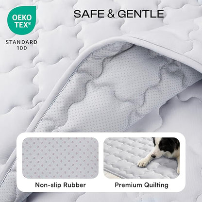 Luciphia Premium Dog Cooling Mat Non-Slip Q-MAX>0.5 Self-Cooling Pad for Large Pet Indoor Portable Kennel Puppy Bed for Couch Summer Crate Pad for Dog Washable Light Grey 40x60 inches