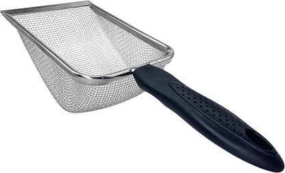 Falltail Stainless Steel Reptile Sand Substrate Scoop Shovel Sifter Fine Mesh Metal Reptile Litter Cleaner Scooper for Sand Bedding