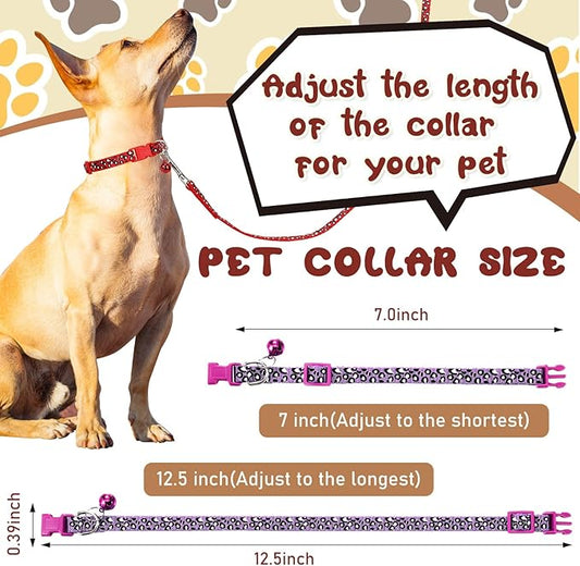 Amylove 48 Pcs Dog Collar and Leash Set, Polypropylene Adjustable Puppy Collars for Medium Dogs Small Pet Puppy Walking Training with Hook and Buckle(Fresh Color,Leopard Pattern)