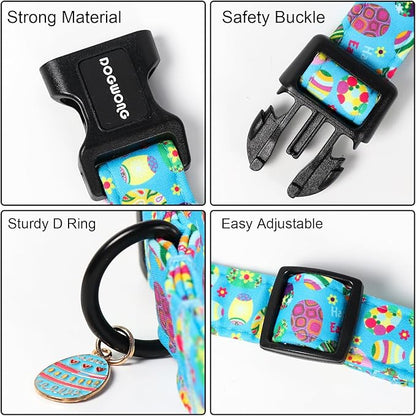 DOGWONG Easter Dog Collar, Cute Easter Egg Pet Collar Durable Holiday Girl Boy Adjustable Cotton Dog Collars with Quick Release Buckle for Puppy Small Dogs,XS Visit The Elegant Little Tail Store