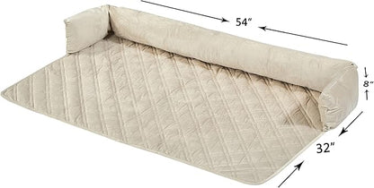 Brilliant Sunshine Premium Calming Dog Bed Mat, Silky Velvet, Removable Washable Cover, Cushion Protector and Couch Covers for Dogs, Pets, Cats, Extra Large, Beige Natural