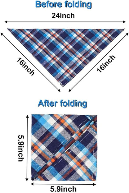 8 Pack Triangle Dog Bandanas, Reversible Plaid Painting Bibs Scarf, Washable Christmas Dog Bandanas Boy Girl Apparel & Accessories Kerchief Set