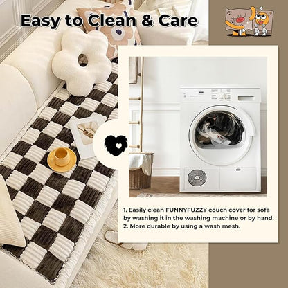 FUNNY FUZZY Pet Couch Covers for Sofa, Couch Covers for Dogs Washable Dog Couch Cover Protector Cream-Colored Furniture Sofa Covers for Dog Handmade Pure Cotton Pet Bed Mat (Black, 27.6"×70.9")