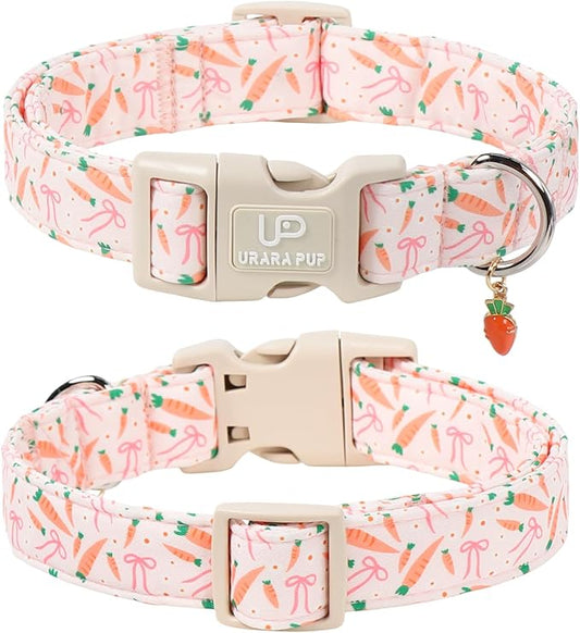 Easter Day Dog Collar, UP URARA PUP Easter Bunny Adjustable Pet Collar with Quick Release, Colorful Rabbits Dog Collars for Small Medium Large Dogs