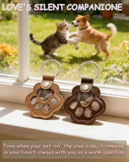 Paw Dog Hair Keychain - Premium Leather Pet Fur Keepsake, Waterproof Memory Charm for Dog/Cat Lovers, Bag & Key Accessory