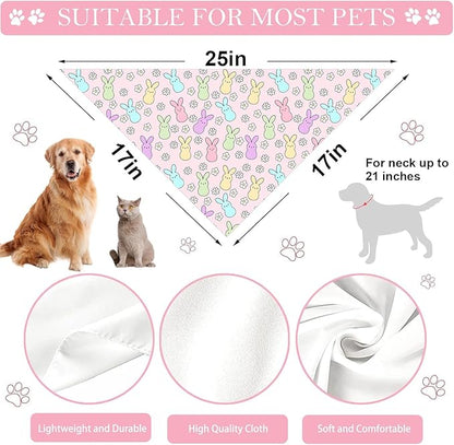 Easter Dog Bandana, 2 Pack Adjustable Holiday Party Pets Rabbit Easter Egg Bandanas Triangle Bibs Dog Cat Scarf Set