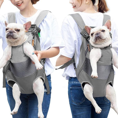 Lifeunion Legs Out Dog Carrier Backpack Hands-Free Adjustable Pet Travel Carrier for Small Medium Dogs Cats Motorcycle Hiking Walking (Grey)
