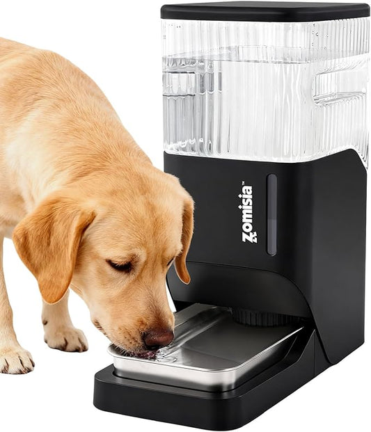 Automatic Dog Water Dispenser 11L with Stainless Steel Bowl, Gravity Extra Large Capacity Water Bowl for Large-Sized Dogs, 3 Gallon Pet Waterer 100% BPA Free, Black