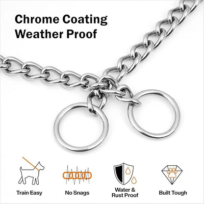 TagME Chain Choke Collar for Dogs, Adjustable Weather Proof Necklace for Extra Large Dogs, Alloy Steel Pet Training Collar