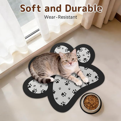 Dog Food Mat for Bowls, Absorbent Quick Dry Dog Cat Mats for Food and Water, Non-Slip Backing Pet Mat Pet Supplies - Black 15.74 inch