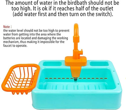 kathson Bird Bathtub,Parrot Shower Box,Automatic Parakeet Bathtub with Faucet,Bird Bathing Tub Container Cage Accessory or Small Medium Birds Cockatiel Lovebird Budgie