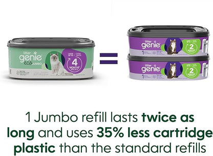 Litter Genie Eco Refills | Compostable Cat Litter Bags Jumbo 2-pack | Up to 4 Months of Supply in 1 Cartridge