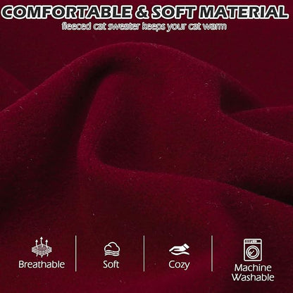 EXPAWLORER Soft Cat Sweater - Sweaters for Cats Only Warm Kitten Clothes, Fall and Winter Pet Coat Pullover Design, Fleece Sweatshirt Clothing Also for Puppy Small Dogs, Red Medium