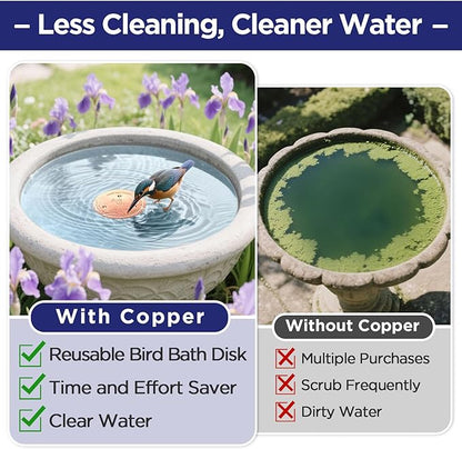 Bird Bath Copper Disk, Copper Disk for Bird Bath Cleaning, A Universal Purification Fit for Outdoor Bird Baths