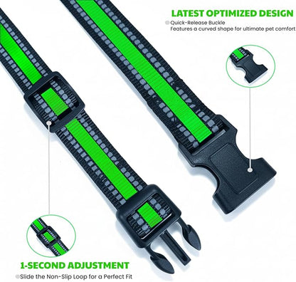 Dog Training Collar Replacement and Shock Collar Strap - 3/4 Inch Wide Adjustable Nylon Band with Reflective Replacement Strap for E Collar and Bark Collar (Green)