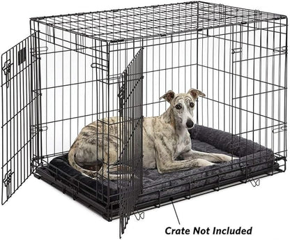 MidWest Homes for Pets QuietTime Dog Bed – Gray Faux Fur Bolster, Ultra-Soft and Machine Washable, Fits 36-Inch Crates and Carriers, for Medium to Large Breed Dogs
