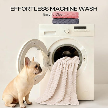 Luciphia Soft 300GSM Fleece Pet Blanket for Small Medium Large Dogs Washable 3D Textured Flannel Cat Puppy Decorative Furniture Protector Throw Durable White, L(41''x31'')