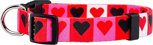 Native Pup Valentine’s Dog Collar- Valentines Day Pet Collars- Valentine Girly Hearts- Pink Red Heart- Cute Boy Girl Puppy Gift- Adjustable for Small, Medium, Large Breeds (Boxed Hearts, Small)