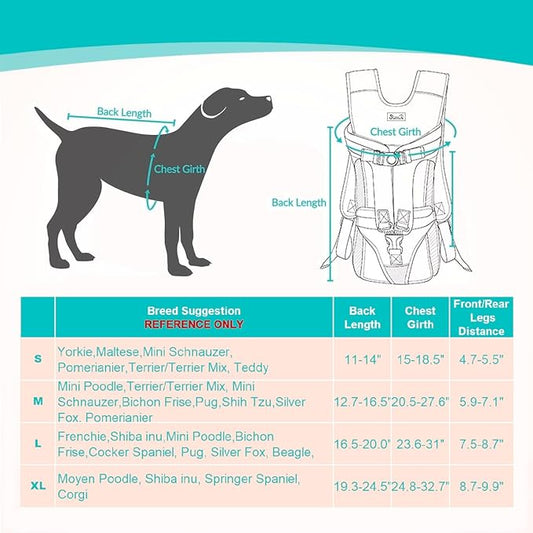 Dog Carrier Backpacks, Adjustable Dog Backpack Carrier, Legs Out Easy-fit Dog Chest Carrier for Medium Small Dogs, Hands Free Dog Front Carrier for Hiking, Cycling（Black XL）