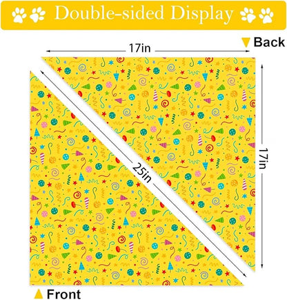 Birthday Dog Bandanas, Double Side Reversible Large Pet Bandanas, Celebration Set, Adjustable Triangle Holiday Scarves for Dogs Girl Boy Pets