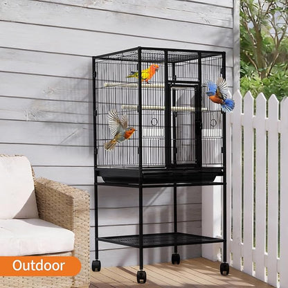 Large Bird Cage, 40.5" H Big Bird Cage with Stand for Parakeets Parrots Conures Lovebird Cockatiel Black