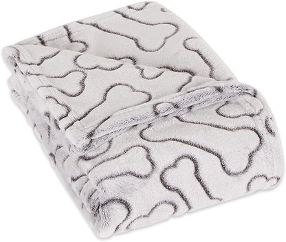 Bone Dry Embossed Bone Collection, Pet Blanket, 36x48, Black