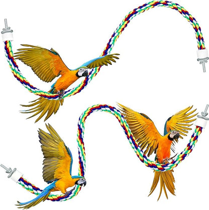 Weewooday 2 Pcs Bird Rope Perches Climbing Rope Bird Cage Accessories for Parrots, Parakeets, Cockatiels, Conures(31.5 Inch)