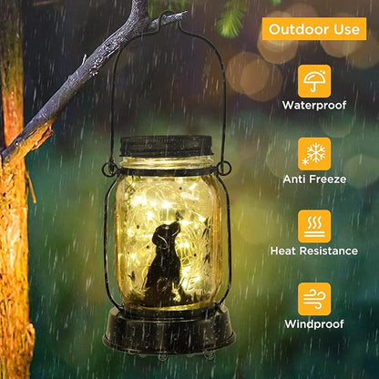 kyoryuger Dog Solar Lanterns 3in1 Dog Light Garden Decor Gifts for Women Mom Grandma Unique Teen Girl Gifts for Dog Lovers Decorative Pet Memory Lanterns for Yard Lawn Patio 2 Pack